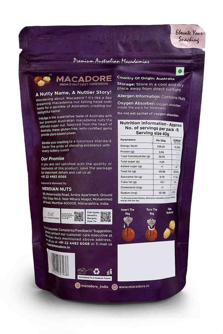 Macadore Pure Australian Raw Macadamia Nuts, 200g