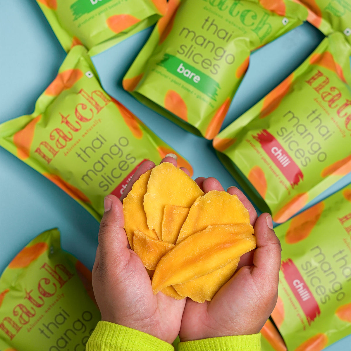 Assorted Combo Pack Of 7 (Thai Rice Chips And Thai Mango Slices), 25g x 5, 60g x 2 (Imported from Thailand | No Palm Oil, Tasty Snacks, Sun Dried Mango Slices)