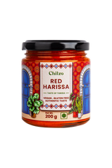 Chilzo Red Harissa,200g (Authentic Harissa, Made with Dried Red Chilies, No Artificial Colors/Flavors, Dip, Stir-fry, Marinate)