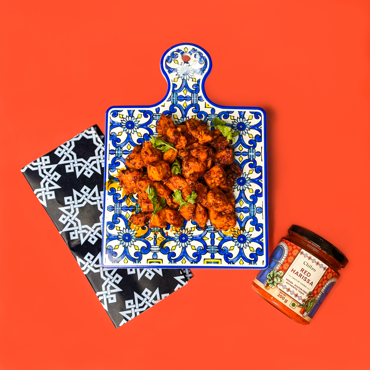 Chilzo Red Harissa,200g (Authentic Harissa, Made with Dried Red Chilies, No Artificial Colors/Flavors, Dip, Stir-fry, Marinate)