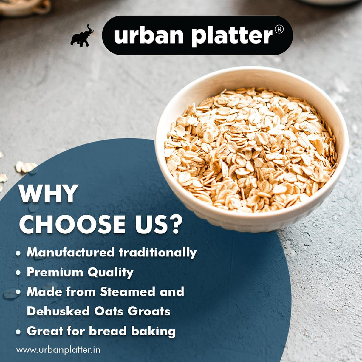 Urban Platter Rolled Oats, 2 Kg (High-fiber Breakfast Cereal / Use for Baking, Granola and Oatmeals / Rich in Beta Glucans)