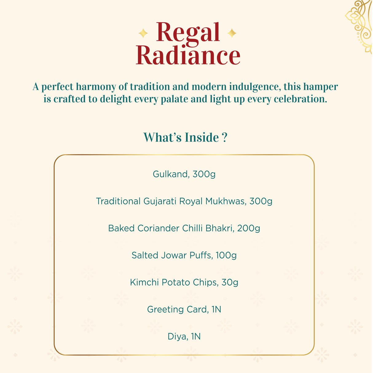 Urban Platter Regal Radiance Hamper (Intricate Traditional Keepsake | Premium Assortment | Modern & Traditional Fusion)