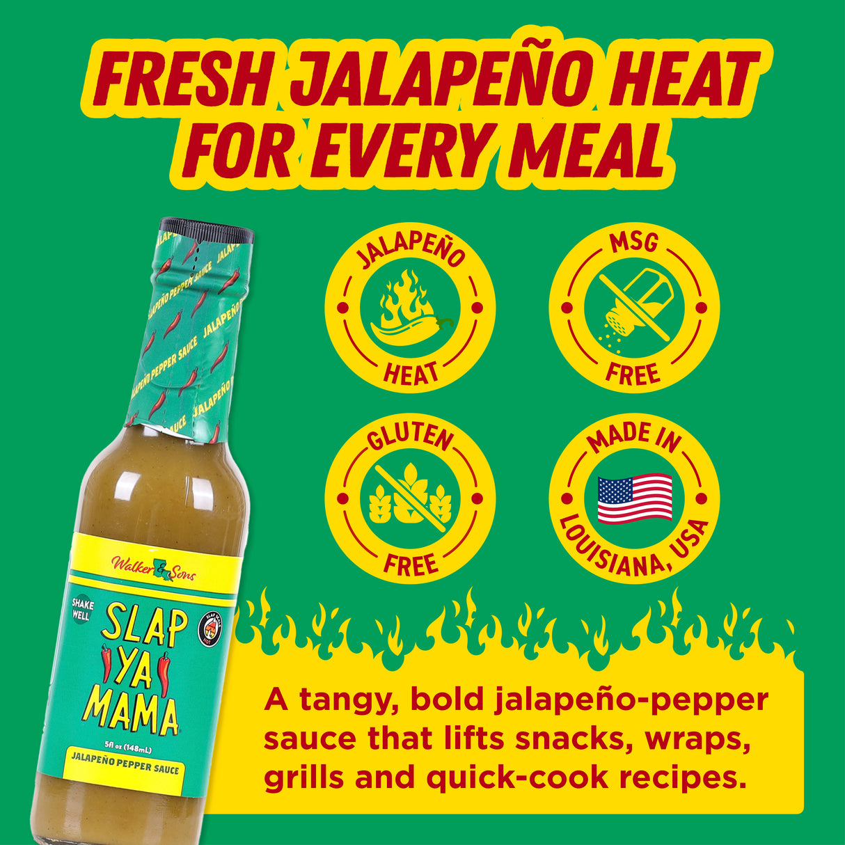 Slap Ya Mama Jalapeno Hot Pepper Sauce, 148ml (Bold Jalapeno Pepper Flavor for Everyday Cooking | No MSG, Gluten Free)
