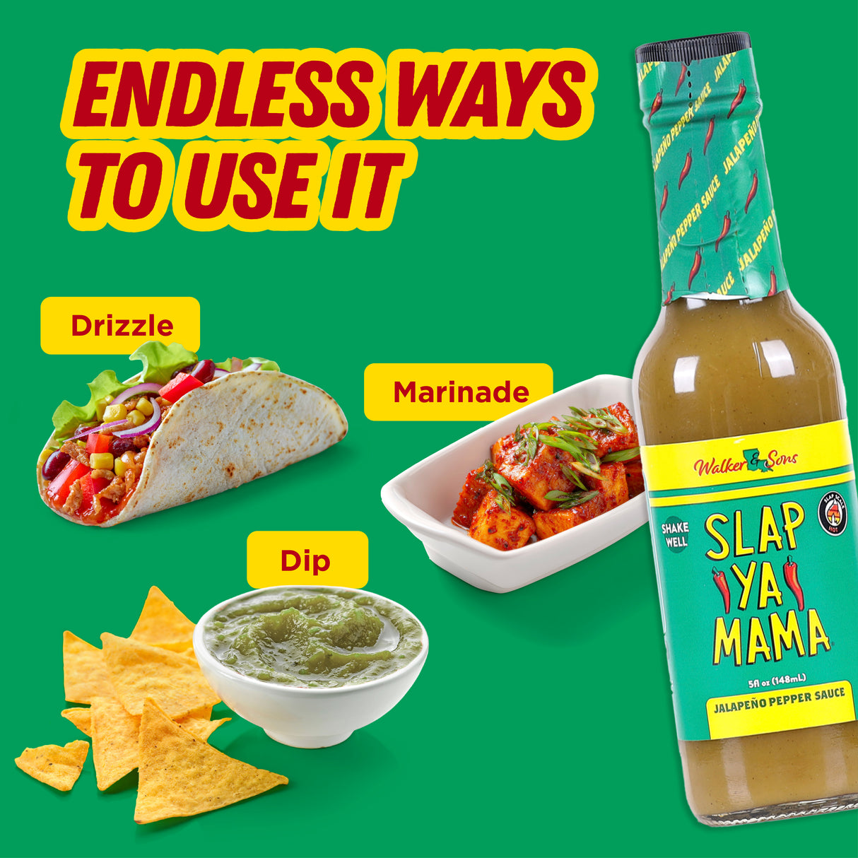 Slap Ya Mama Jalapeno Hot Pepper Sauce, 148ml (Bold Jalapeno Pepper Flavor for Everyday Cooking | No MSG, Gluten Free)