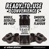 Urban Platter Sliced Black Spanish Olives, 430g (Bold, Savoury Mediterranean Flavour | Perfect for Pizzas, Pastas, Nachos & Salads)