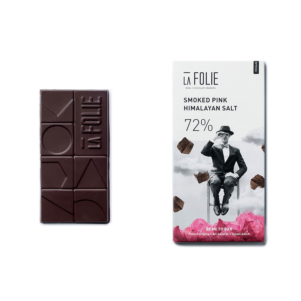 La Folie 72% Smoked Pink Himalayan Salt Chocolate Bar, 60g