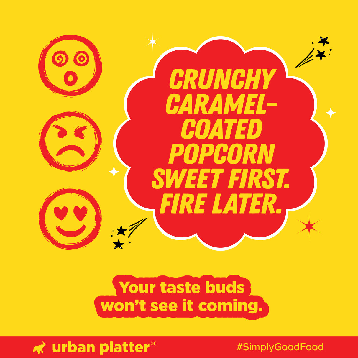 Urban Platter Perfectly Perplexing Popcorn - Spicy Caramel, 150g (Tub of Caramel Popcorn with Bold Korean Style Spice, Ready to eat snack)