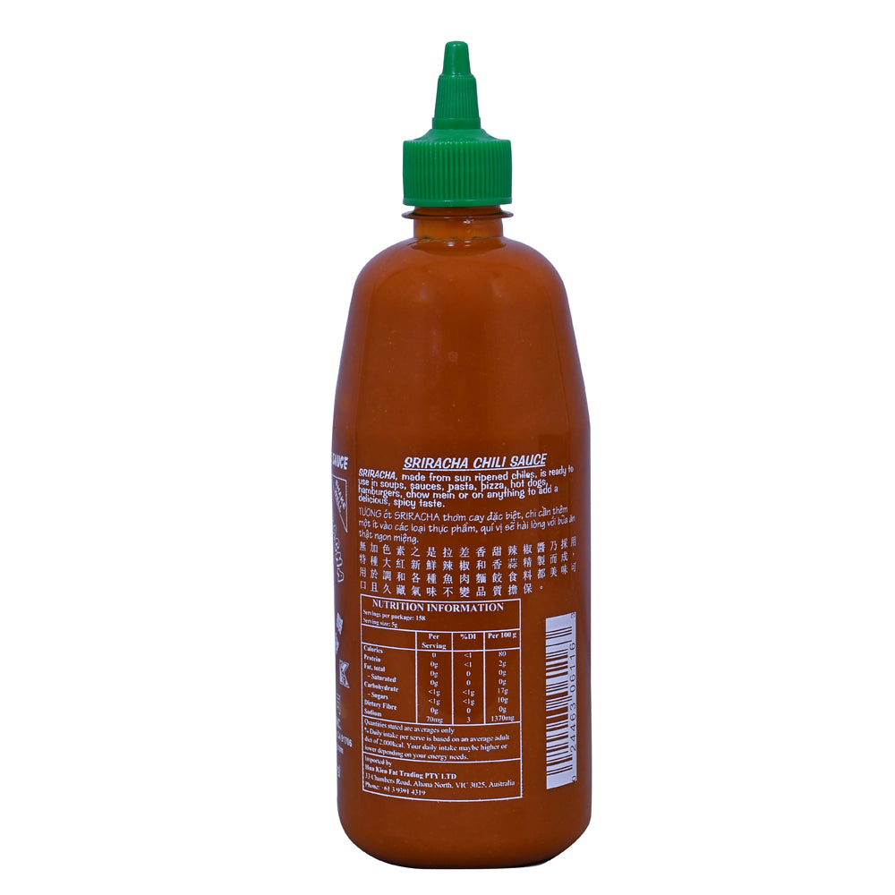 Huy Fong Foods Sriracha Hot Chili Sauce, 793g (Made with Sun-Ripened Chilies & Garlic, Spicy Dipping, Cooking & Marinade Sauce, No Artificial Colours or Flavourings)