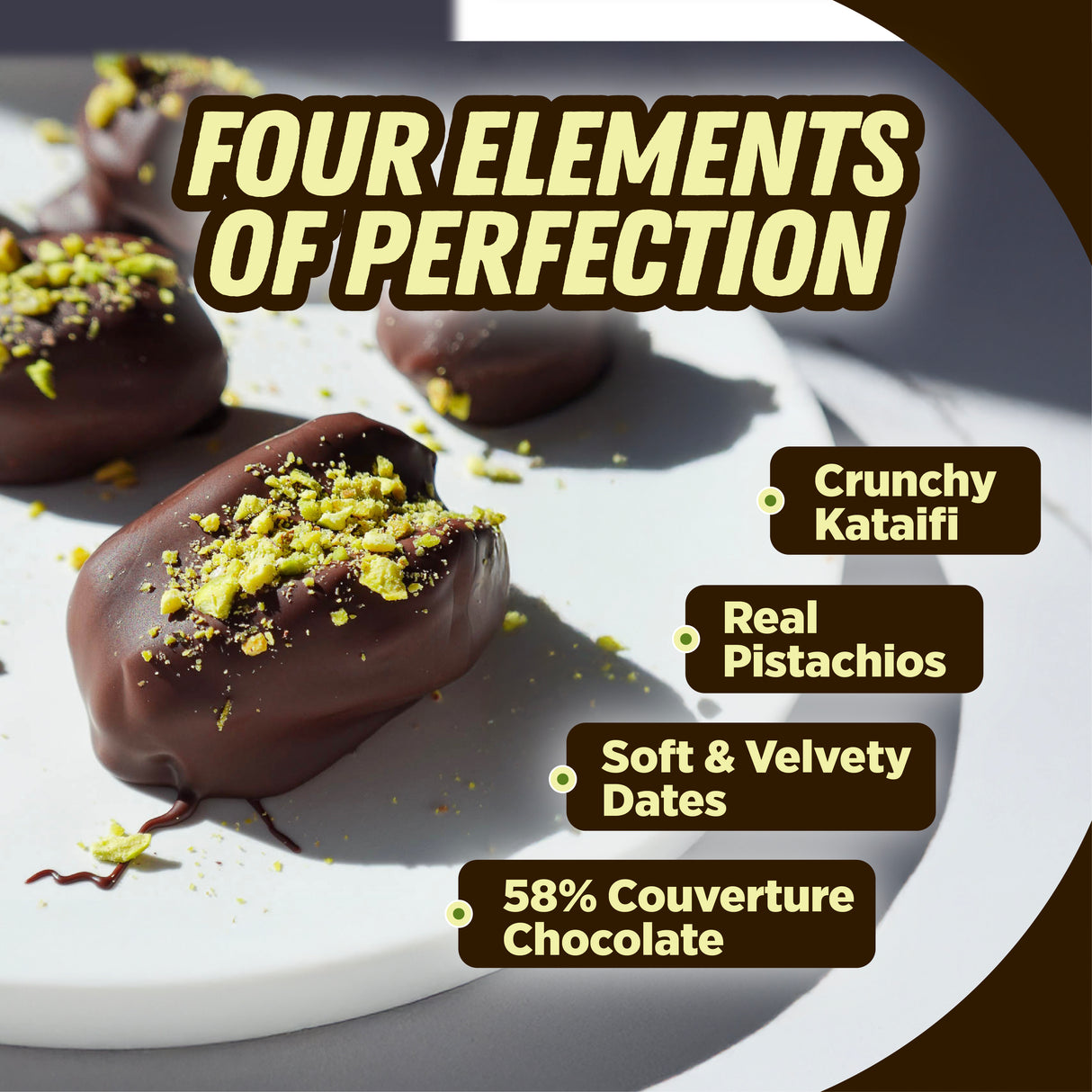 Urban Platter Stuffed Dates - Pistachio Kunafa Delight (Dark Chocolate Coated | Filled with Rich Pistachio Butter & Kataifi | Plant-Based | Preservative-Free | Box of 9 Gourmet Dates)