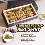 Urban Platter Stuffed Dates - Pistachio Kunafa Delight (Dark Chocolate Coated | Filled with Rich Pistachio Butter & Kataifi | Plant-Based | Preservative-Free | Box of 9 Gourmet Dates)