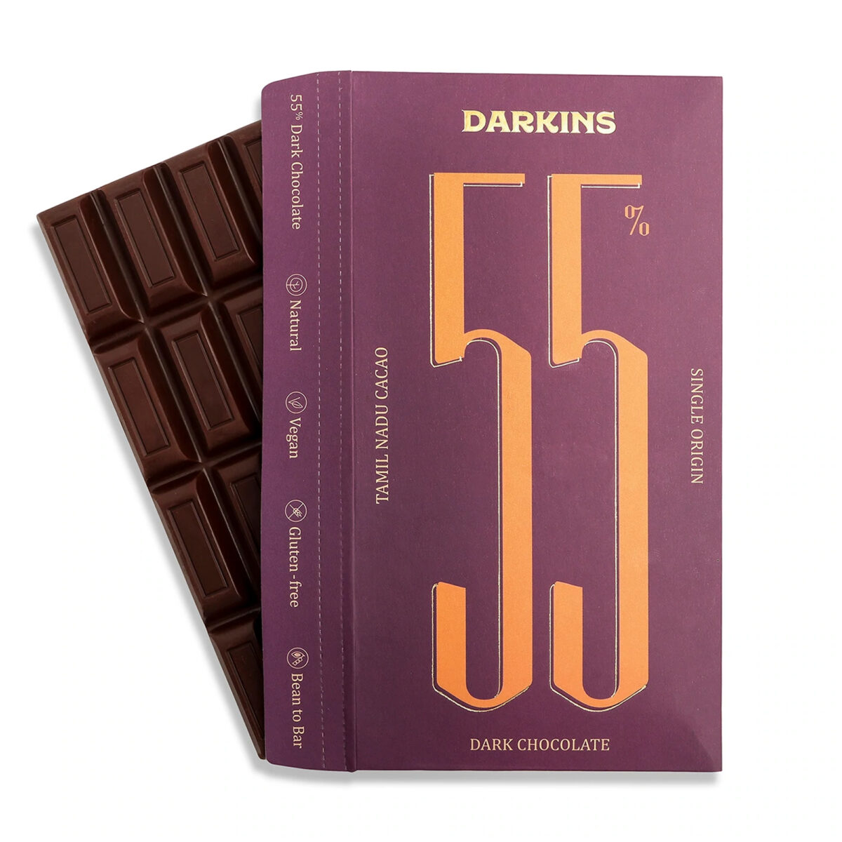 Darkins Single Origin 55% Dark Chocolate from Tamilnadu, 65g