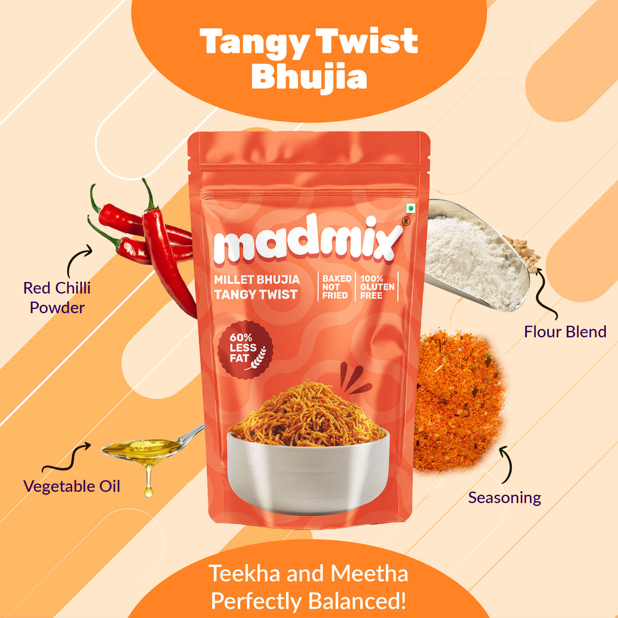 Madmix Jowar Bhujia Tangy Twist, 25g