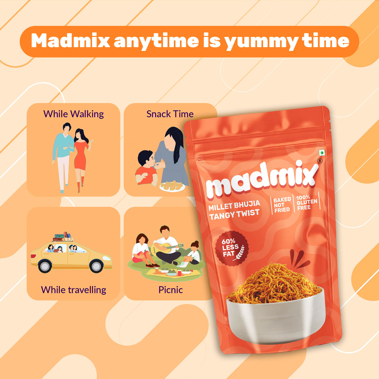 Madmix Jowar Bhujia Tangy Twist, 25g