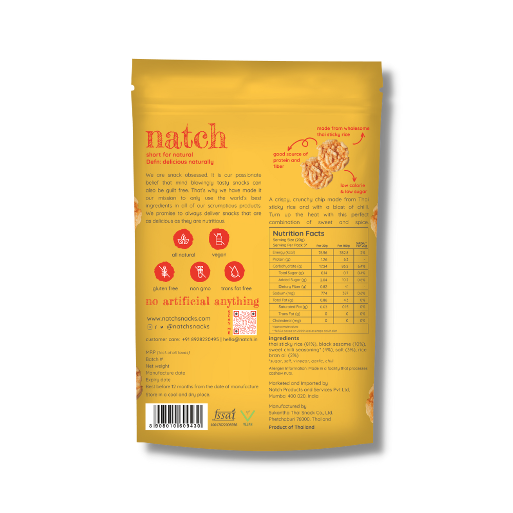 Natch Sweet Chilli Rice Chips, 100g