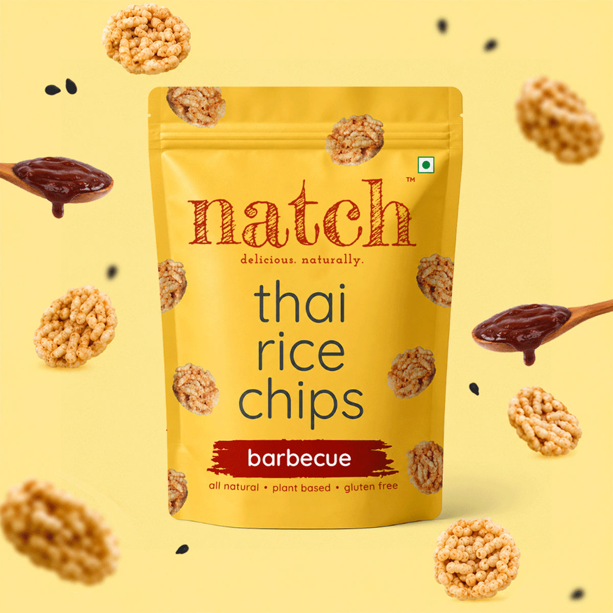 Barbecue Thai Rice Chips, 100g (No Palm Oil, Tasty Snacks | Imported From Thailand)