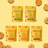 Assorted Thai Rice Chips Combo Pack, 25g x 5 (Sweet Chilli, Barbecue, Sesame, Vegan Cheddar, Wasabi | No Palm Oil, Tasty Snacks | Imported From Thailand)