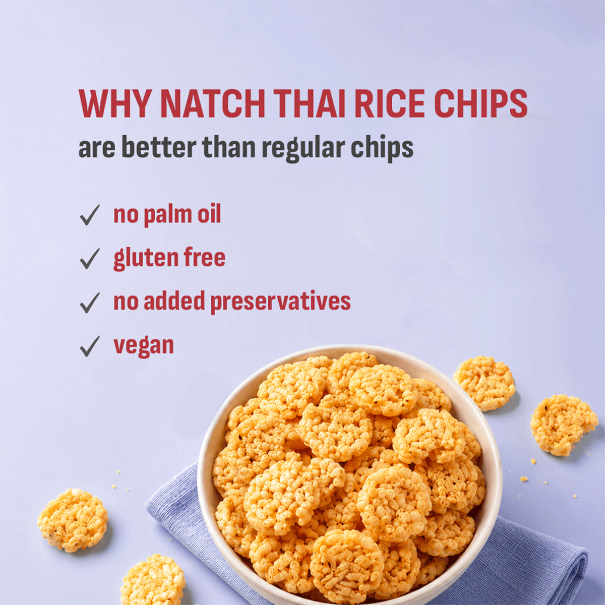 Assorted Thai Rice Chips Combo Pack, 25g x 5 (Sweet Chilli, Barbecue, Sesame, Vegan Cheddar, Wasabi | No Palm Oil, Tasty Snacks | Imported From Thailand)