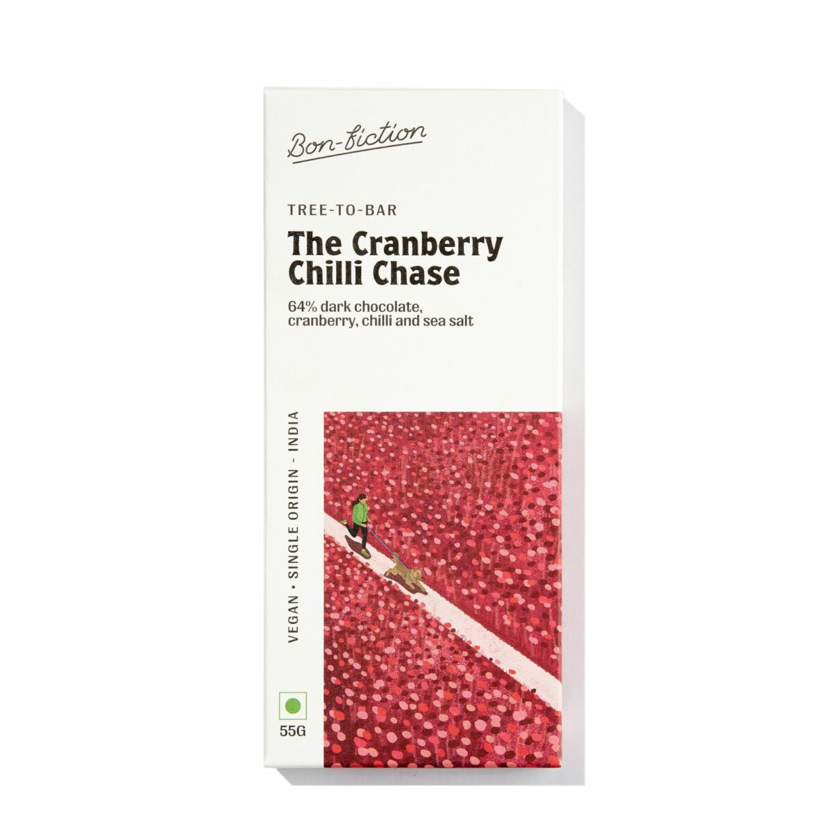 Bon Fiction – The Cranberry Chilli Chase (64% Dark Chocolate, Cranberry, Chilli and Sea Salt), 55g