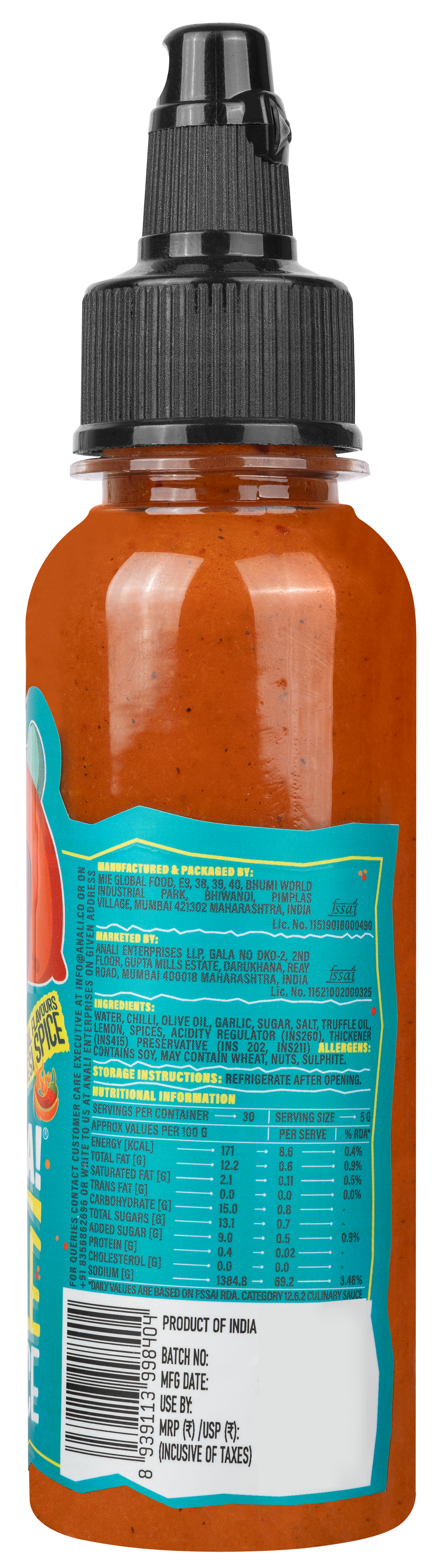Hotchaa! Truffle Spicy Hot Sauce, 170g (Made with Olive Oil, NO MSG, Perfect Blend of Umami & Spice)