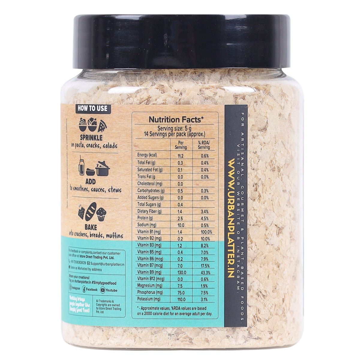 Urban Platter Nutritional Yeast Flakes (Unfortified | Plant Based | Nutty and Cheesy Flavour)