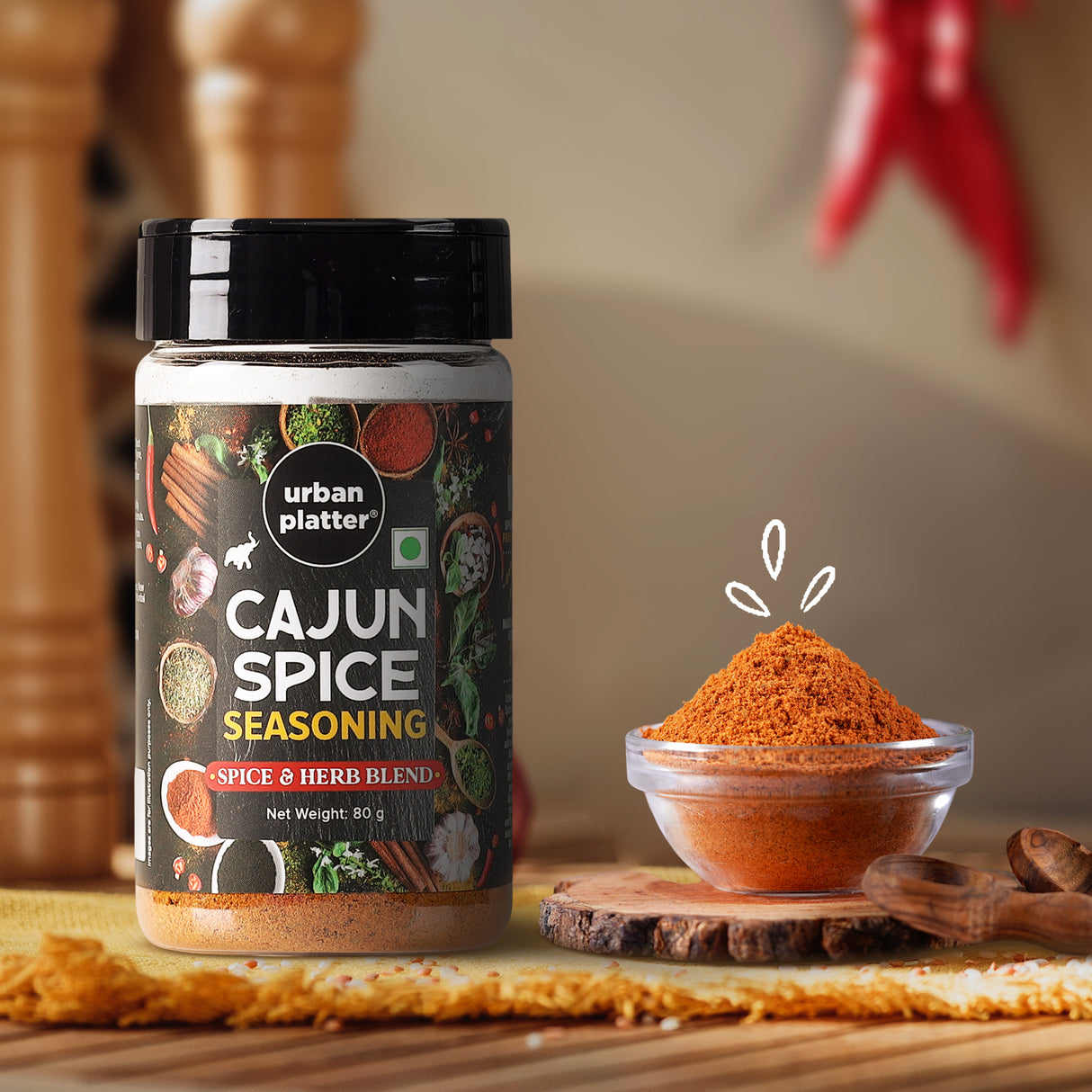 Urban Platter Cajun Spice Seasoning Shaker Jar (Sprinkle on Fries, Popcorn, Appetizers and More | Suitable for marinades and making dips)