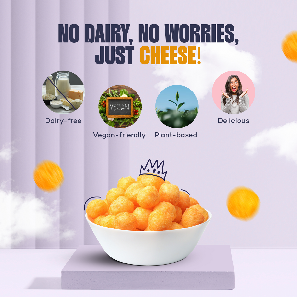 Urban Platter Cheese Balls (Cheddar Flavour, Plant-based Snack, Party Pack)