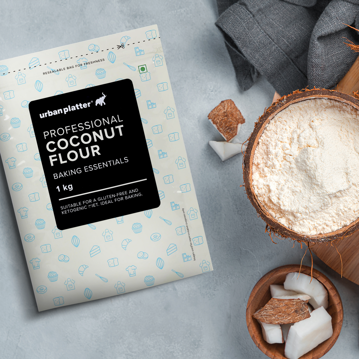 Urban Platter Coconut Flour, [Made with Coconuts from Tamil Nadu, Naturally Gluten-free, Fiber-rich, Paleo friendly, Perfect for baking, making cookies]