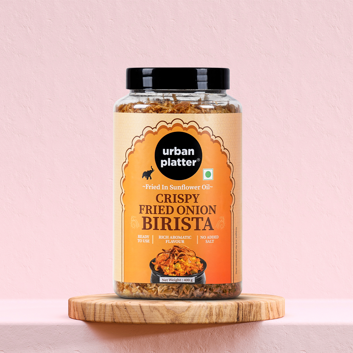 Urban Platter Crispy Fried Onion Birista, 400g (Fried in Sunflower Oil | Ready to use | No added Salt | Use it as a crispy garnish over your soups, biryanis or just as a side dish to  meals | No added Preservatives)