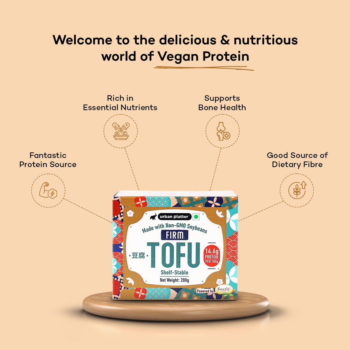 Urban Platter Firm Tofu, 200g (Ambient storage | High in Protein | Preservative-Free | Soya Paneer | Perfectly Plant-based)