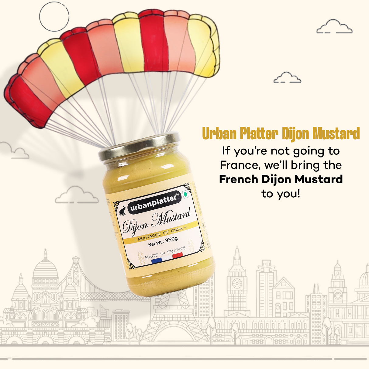 Urban Platter French Dijon Mustard, 350g [Moutarde De Dijone, Made in France]