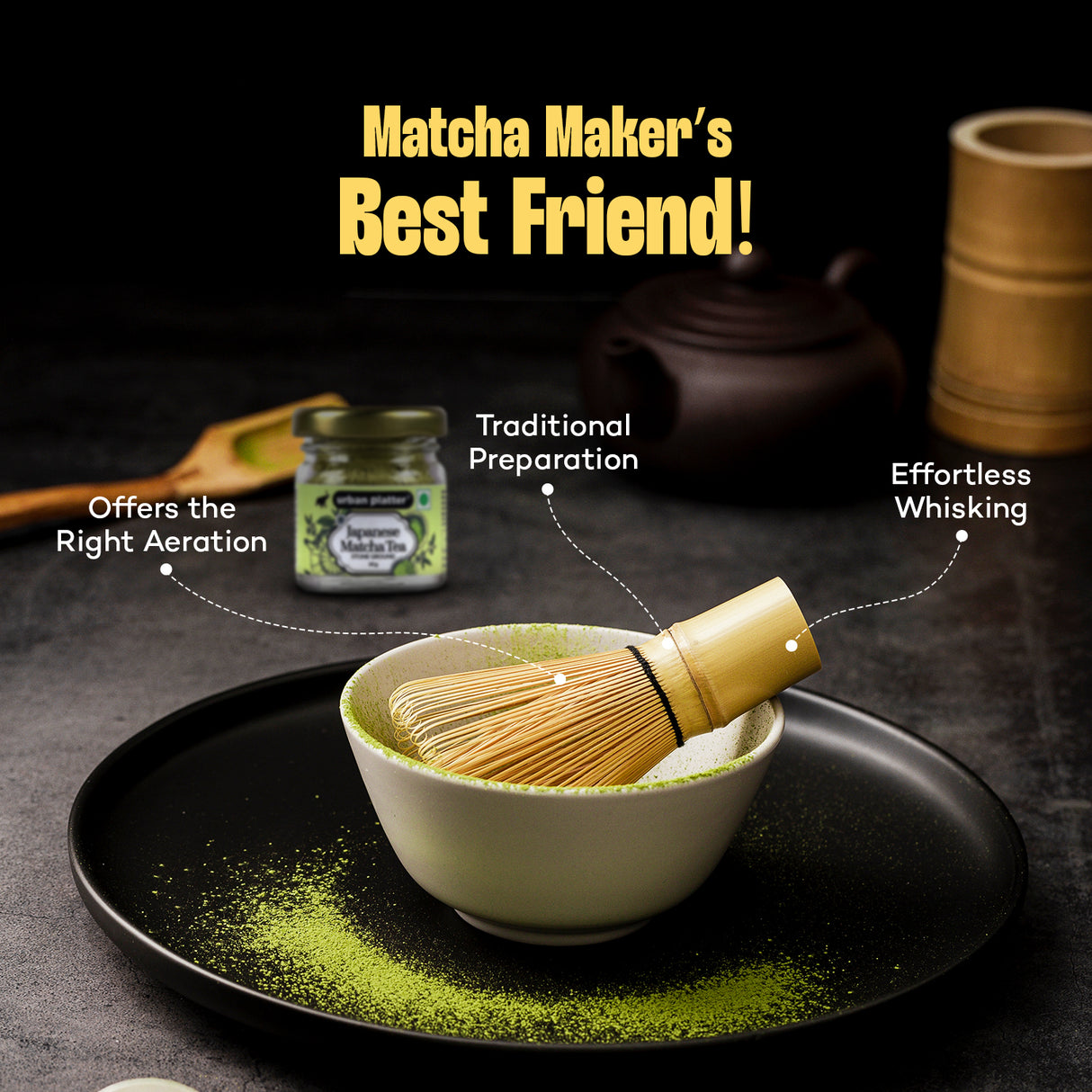 Urban Platter Handmade Bamboo Matcha Whisk/ Chasen - Whisk Your Way to Deliciously Smooth Matcha