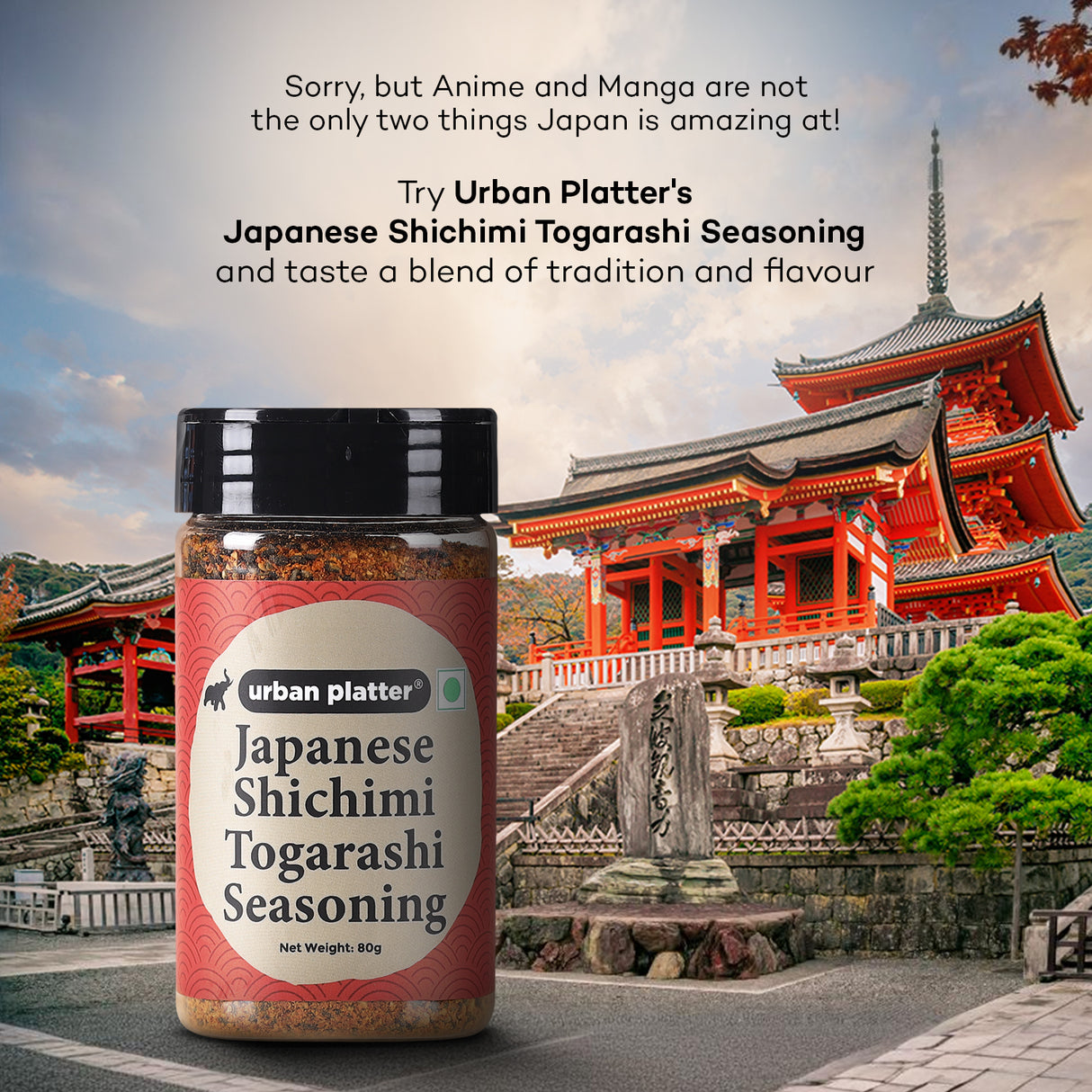 Urban Platter Japanese Shichimi Togarashi Seasoning Shaker Jar, 80g [An all purpose seasoning, Spicy, Flavourful, Seasoning for Snacks, Signature Japanese Spice Blend]