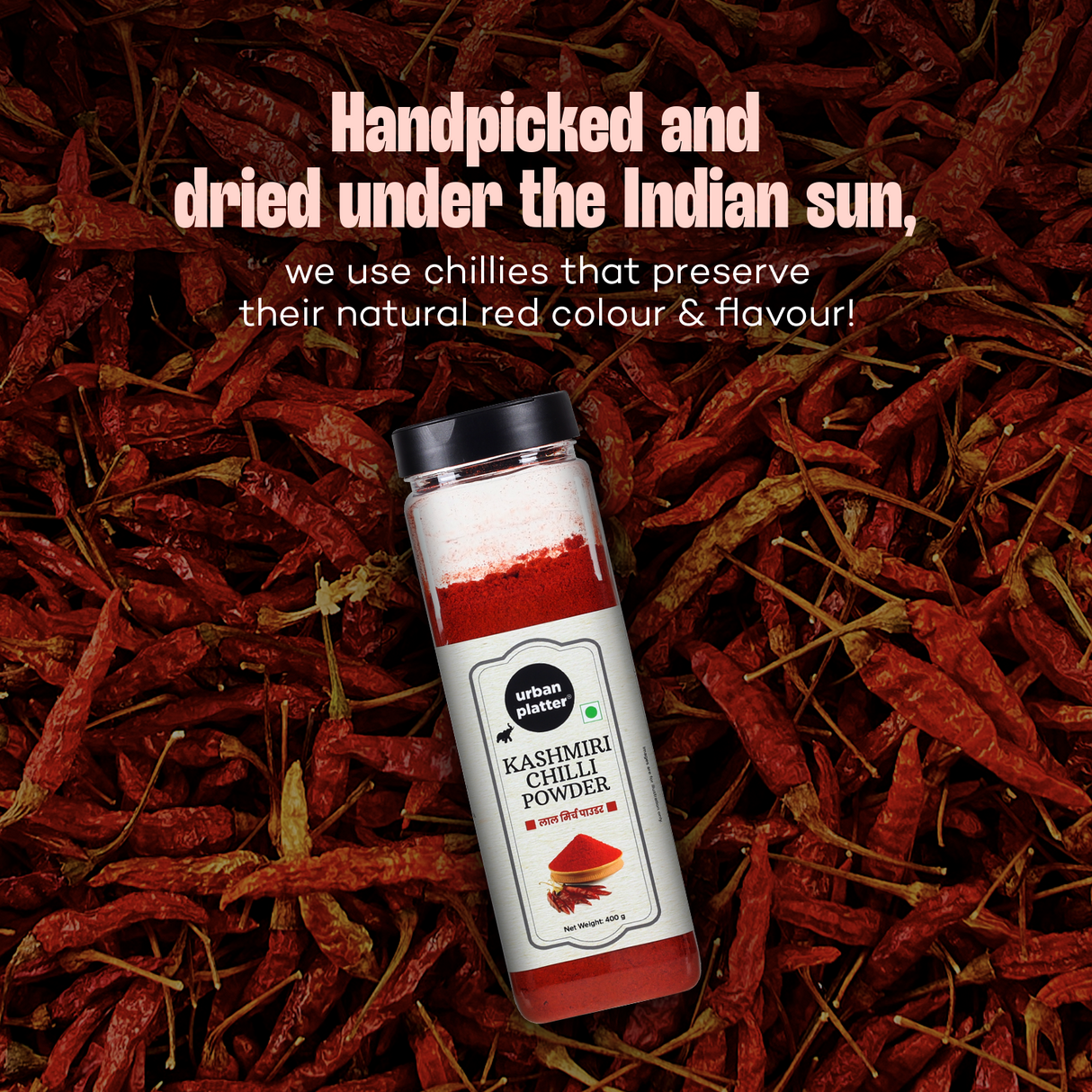 Urban Platter Kashmiri Red Chilli Powder, (Medium Hot | Aromatic | Additive Free)