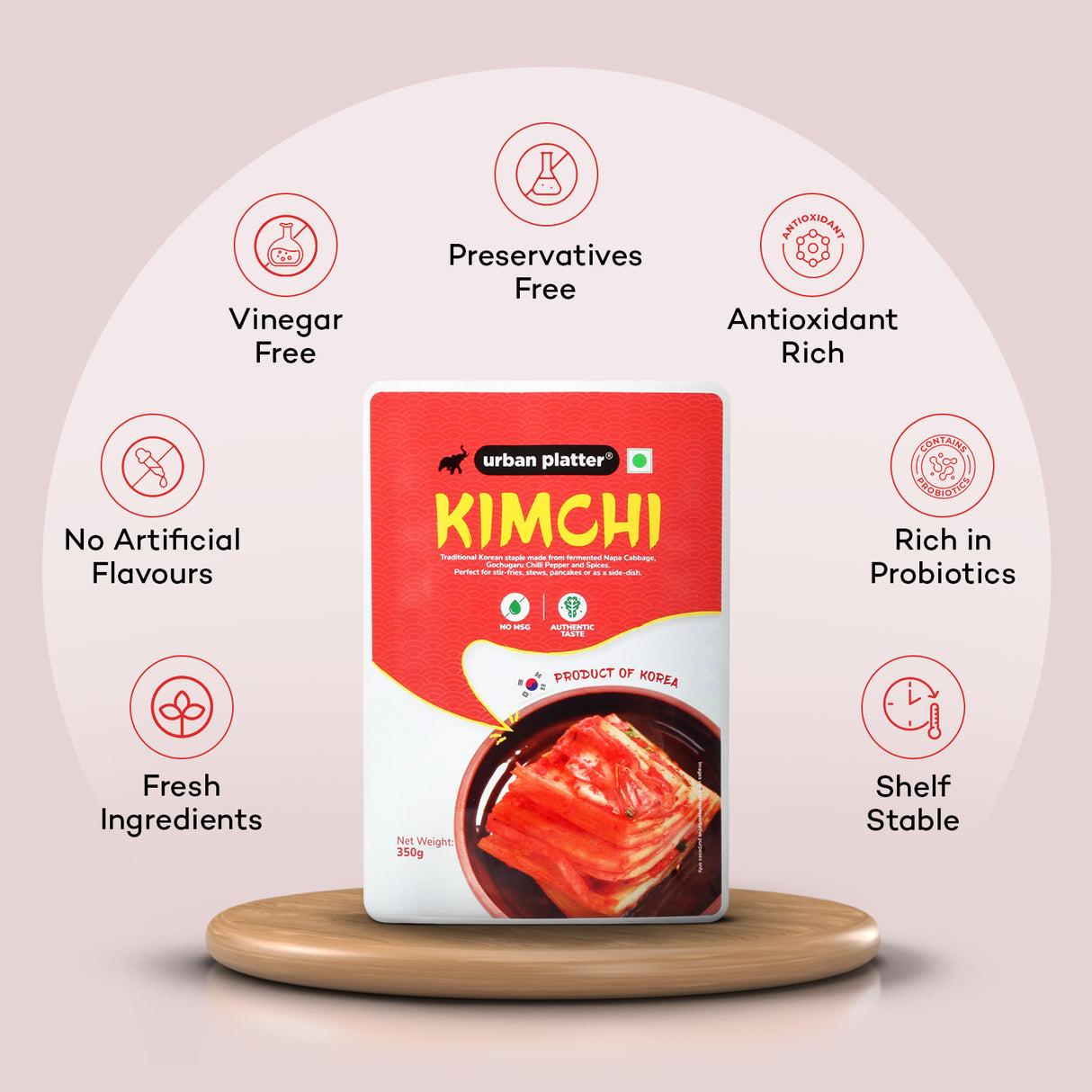 Urban Platter Korean Kimchi, 350g (Product of Korea, Staple Traditional Korean Recipe, Shelf-stable and Preservative-free)