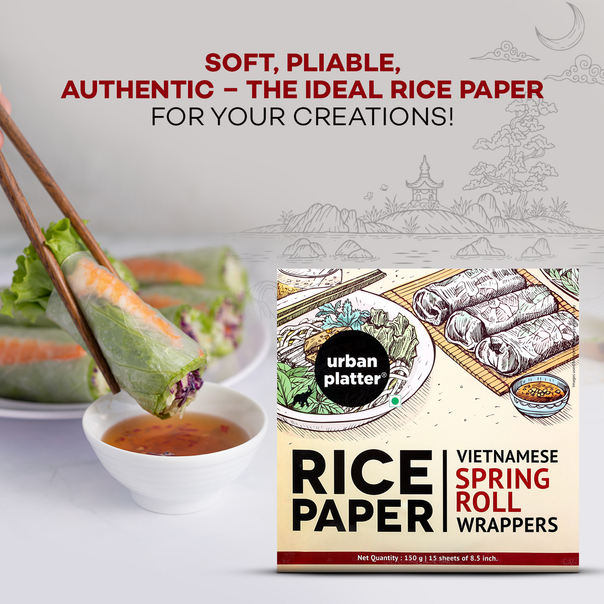 Urban Platter Large Rice Paper Sheets, (Vietnamese Spring Roll Wrappers)