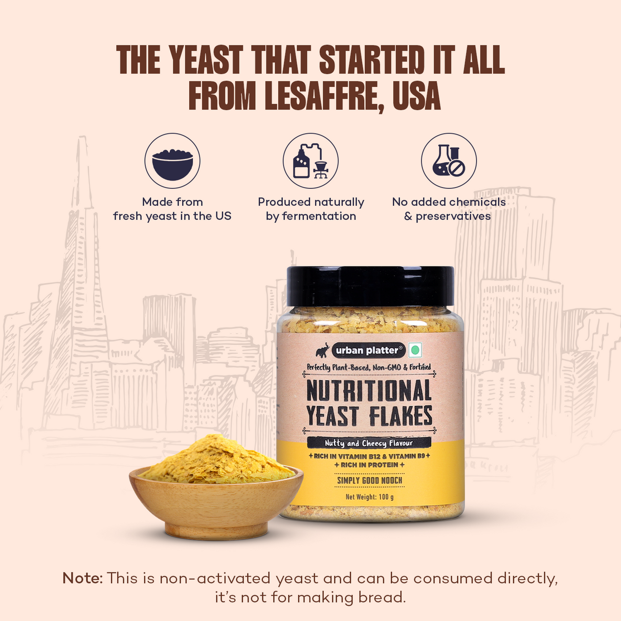 Urban Platter Nutritional Yeast Flakes, [Good Source of B12 | Gluten-Free | Nutty and Cheesy Tasting Nooch | Perfect for Vegetarians | Seasoning]