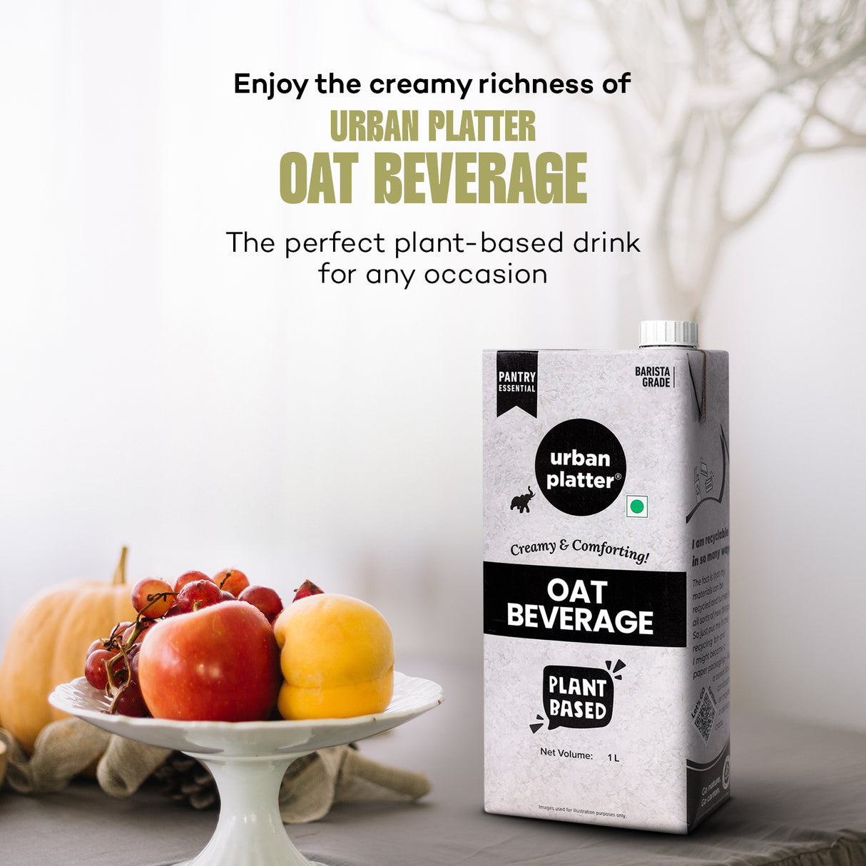 Urban Platter Oat Beverage, 1L (OatWOW | Plant Based | Barista Grade | Daily Pantry Essential | Creamy and Delicious)