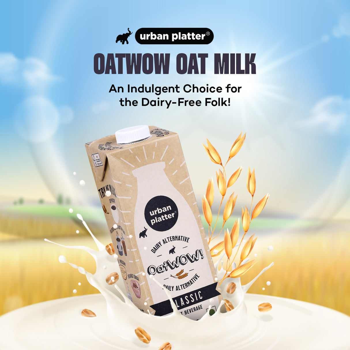 Urban Platter OatWOW Classic Oat Beverage, 1L [Plant-based /Milk Alternative]