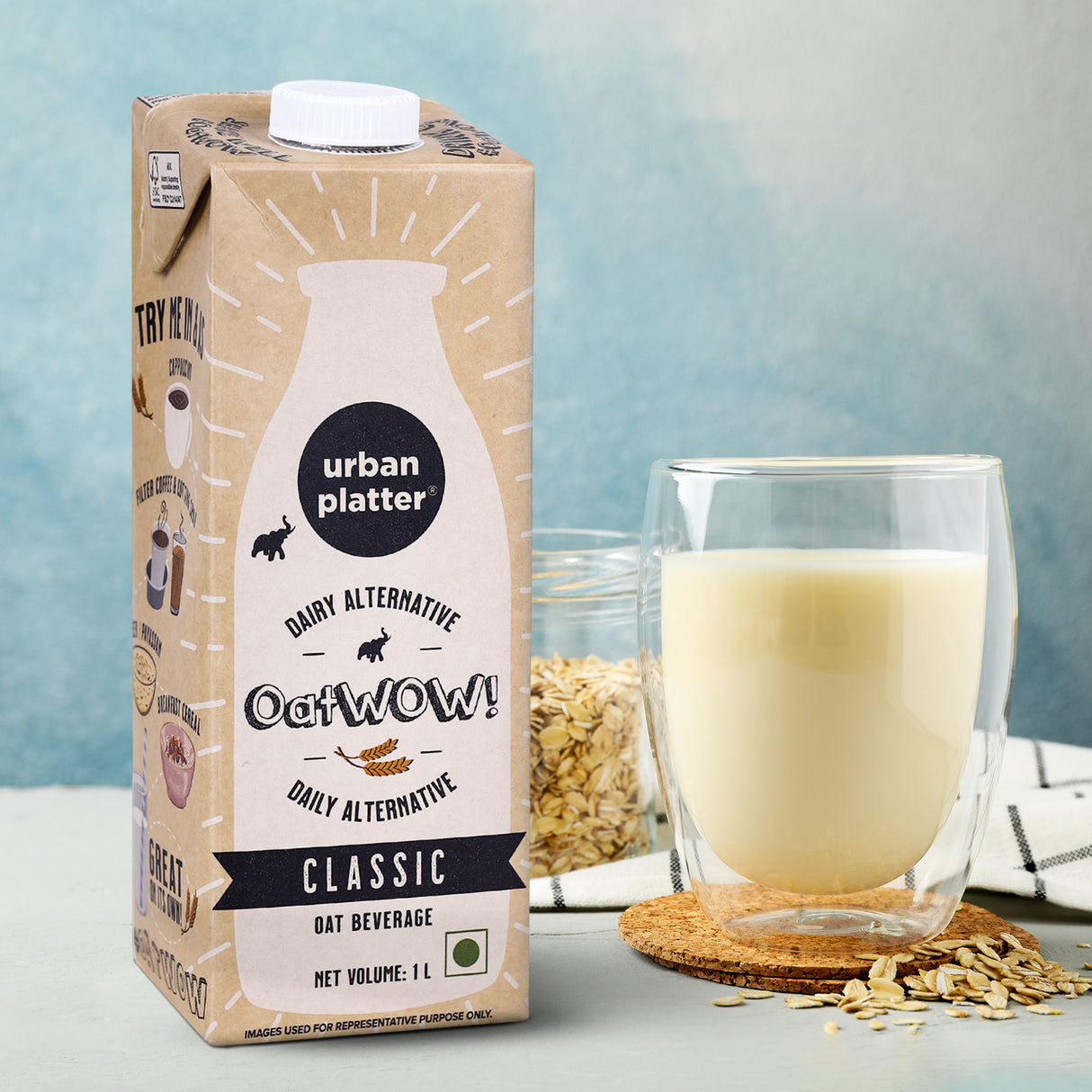 Urban Platter OatWOW Classic Oat Beverage, 1L [Plant-based /Milk Alternative]