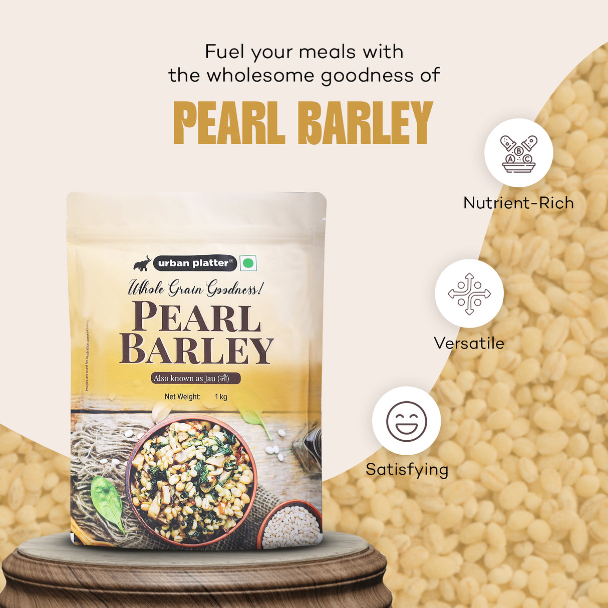 Urban Platter Pearl Barley (Jau), 1Kg [All Natural & Fiber-rich]