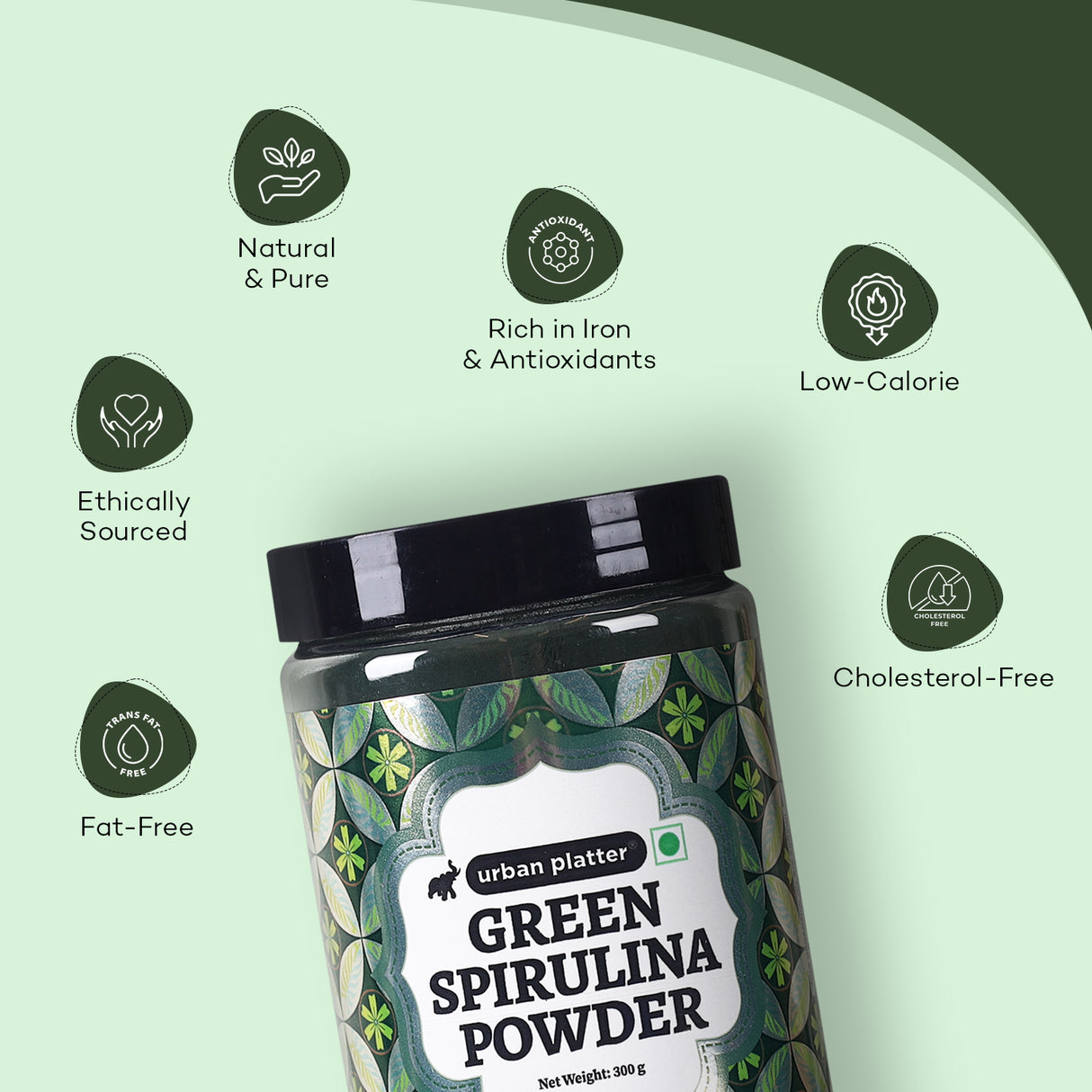 Urban Platter Pure Spirulina Powder, 300g [All-natural and Mineral-rich Detoxifying Supplement]