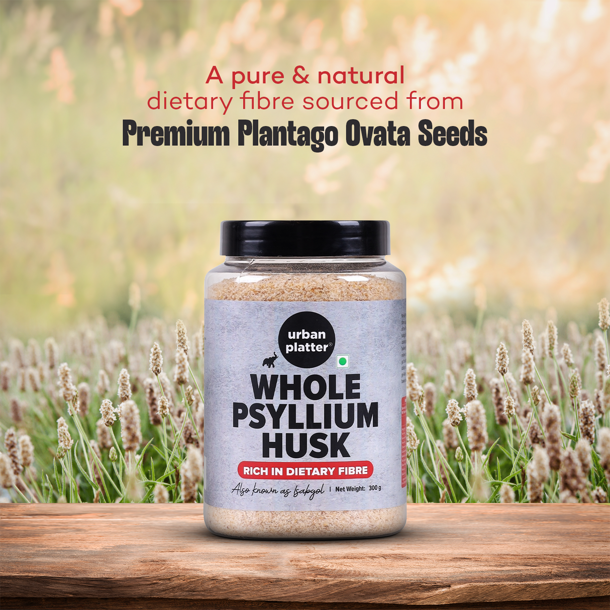 Urban Platter Purgative Whole Husk of Psyllium, 300g [Sat Isabgol]