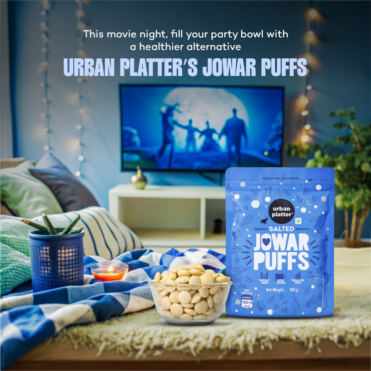 Urban Platter Salted Jowar Puffs, 100g (Gluten Free, Palm Oil Free, Baked Not Fried)