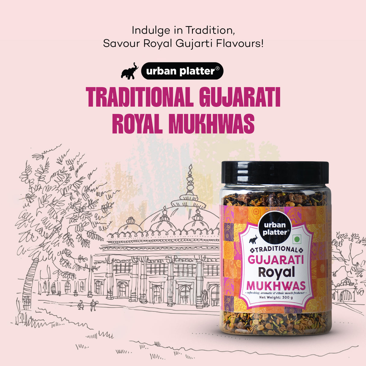 Urban Platter Traditional Gujarati Royal Mukhwas, 300g (Mouth Freshener | Digestive | After-Meal Snack | Rich in Fibre)