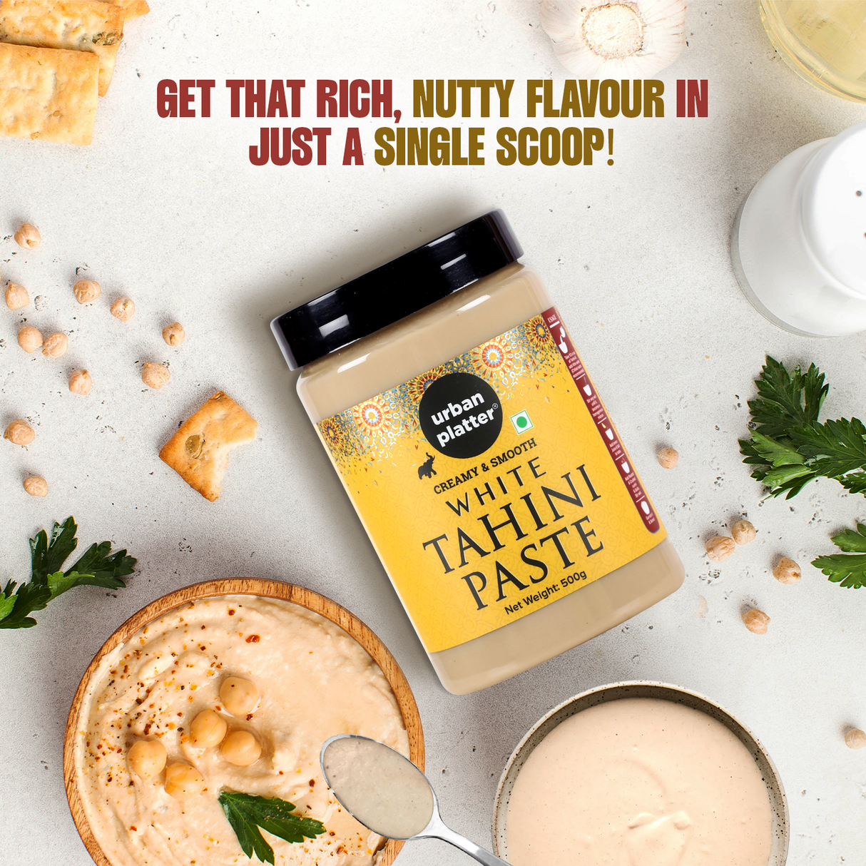 Urban Platter White Tahini Paste [100% Sesame, Creamy and Smooth, Versatile Ingredient]