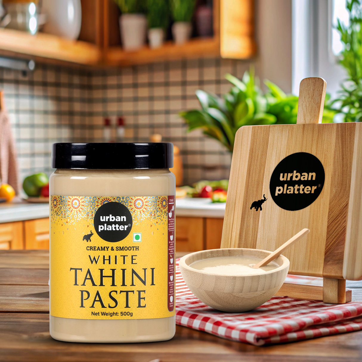 Urban Platter Tahini Paste, 500g (Smooth & Creamy White Sesame Tahina | Ideal for Hummus & Shawarma Sauce)