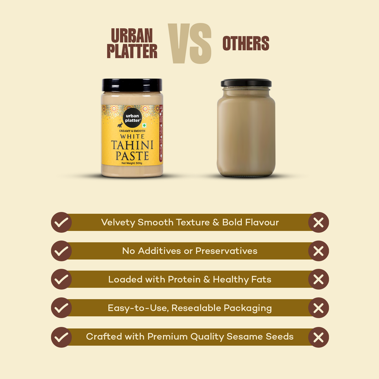 Urban Platter White Tahini Paste [100% Sesame, Creamy and Smooth, Versatile Ingredient]