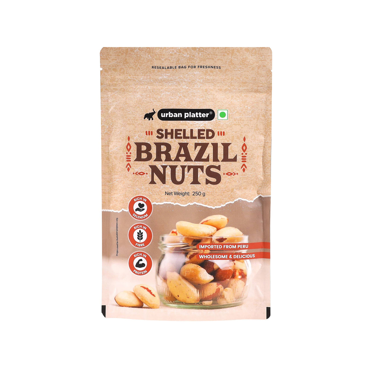 Urban Platter Brazil Nuts, (Rich in Selenium | Superfood | Have 1 Daily | Product of Peru)