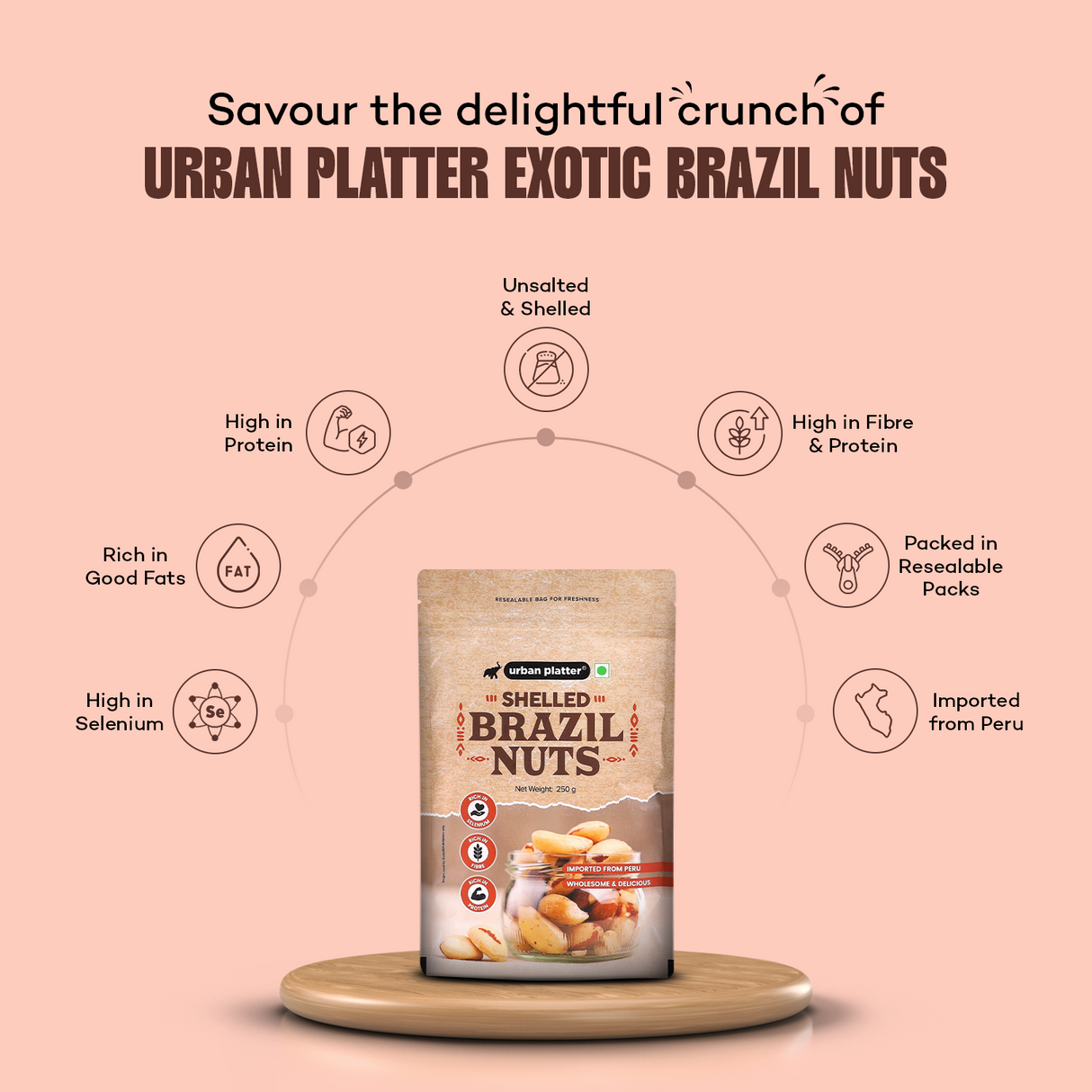 Urban Platter Brazil Nuts, (Rich in Selenium | Superfood | Have 1 Daily | Product of Peru)