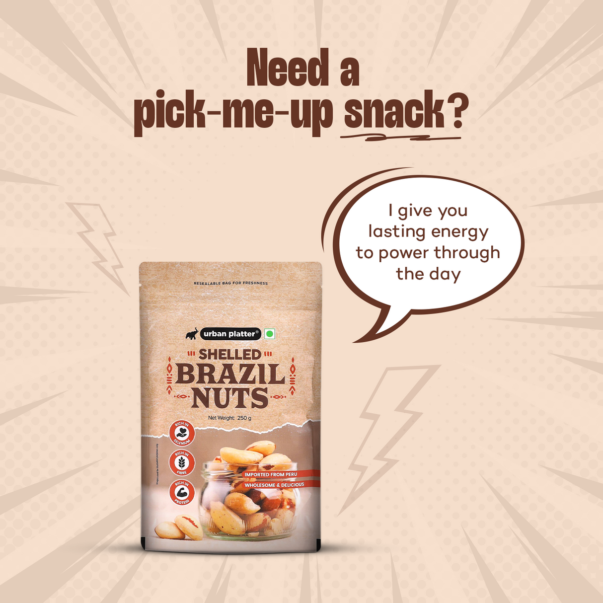 Urban Platter Brazil Nuts, (Rich in Selenium | Superfood | Have 1 Daily | Product of Peru)